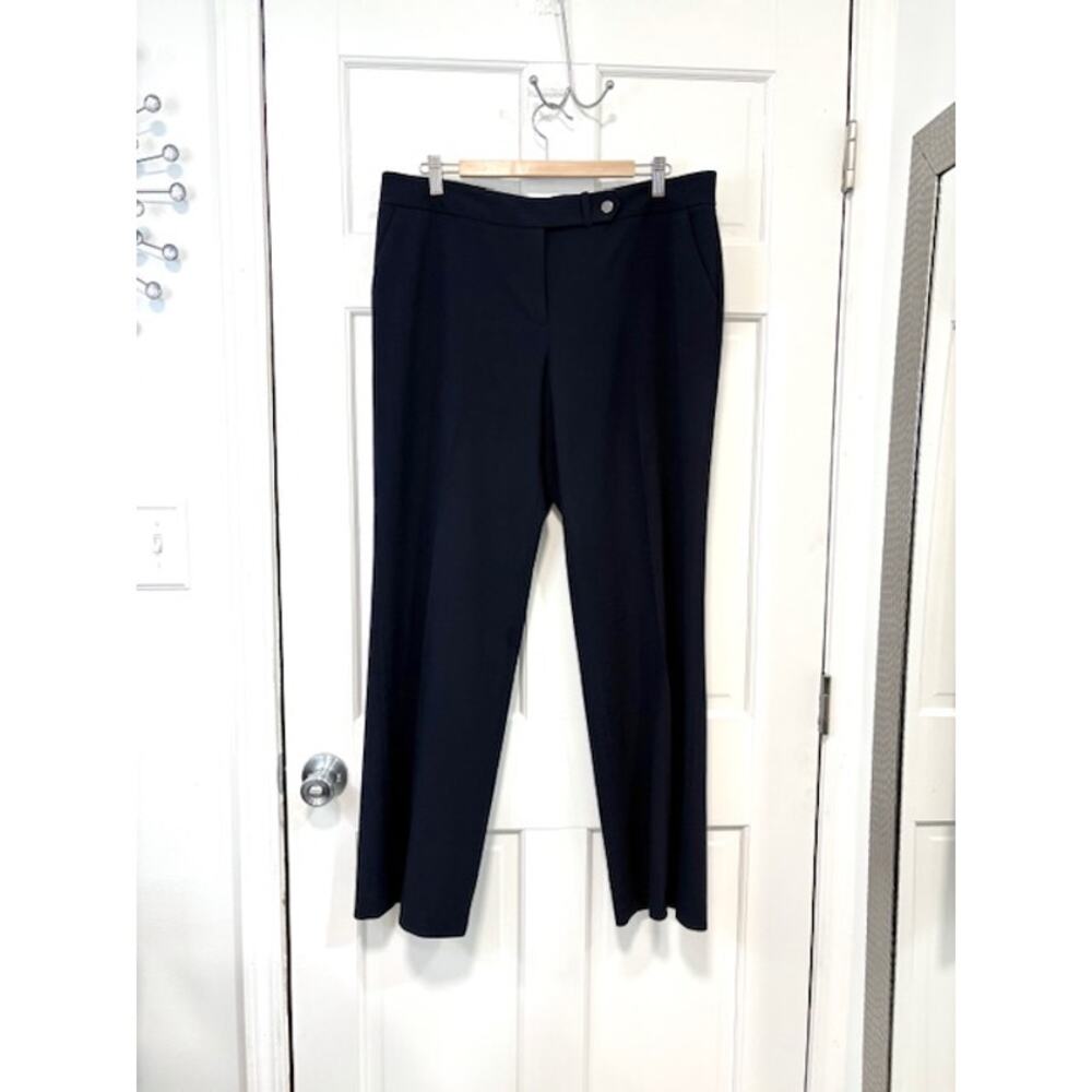 Calvin Klein Classic Fit Dress Pants Womens 14 Navy Wide Leg Stretch Office Wear